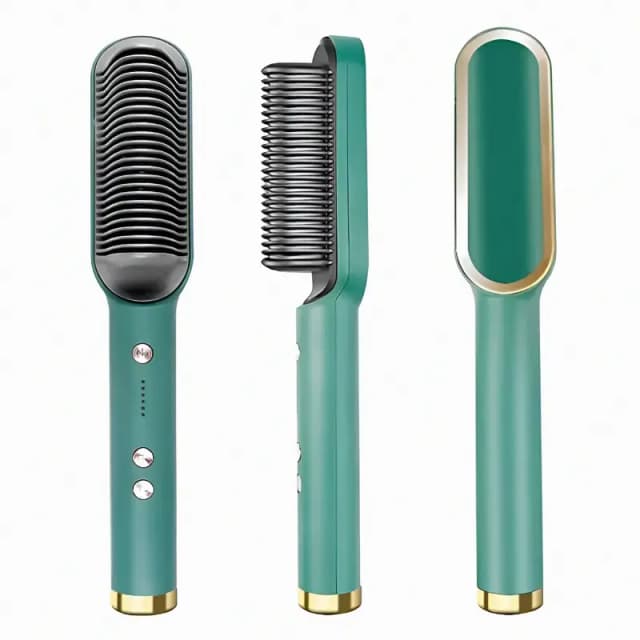Two in one hair straightener brush and curling comb