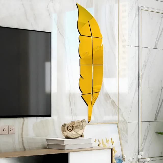 Golden acrylic leaf for wall
