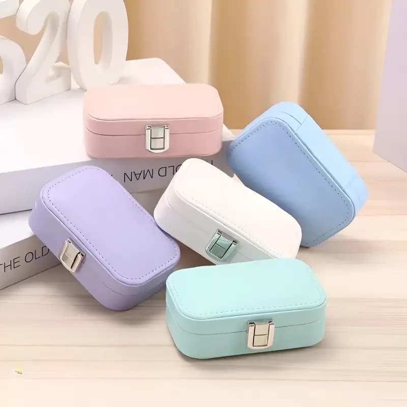 Double layer leather jewellery box for travel