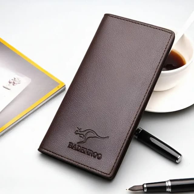 Long synthetic leather wallet