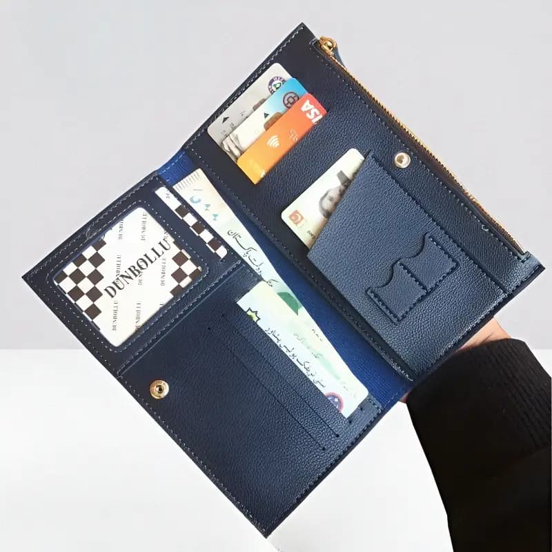 Long synthetic leather zipper wallet