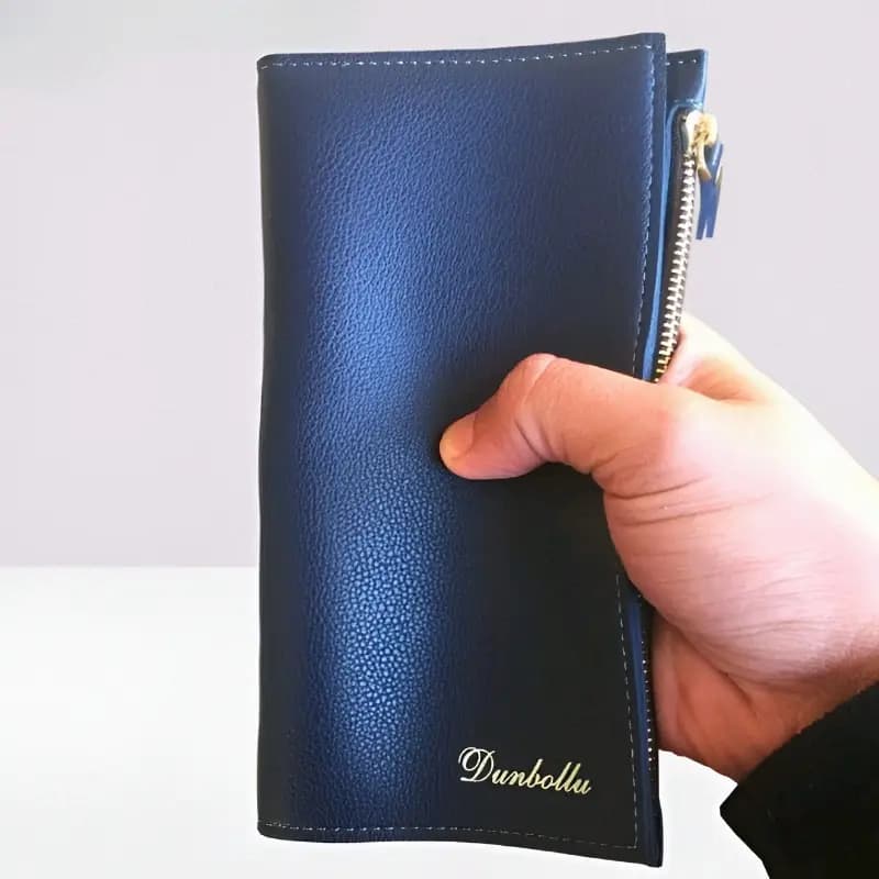 Long synthetic leather zipper wallet